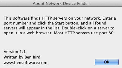Network Device Finder 1.1 : About Window