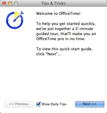 OfficeTime 1.7 : Quick Tips Window