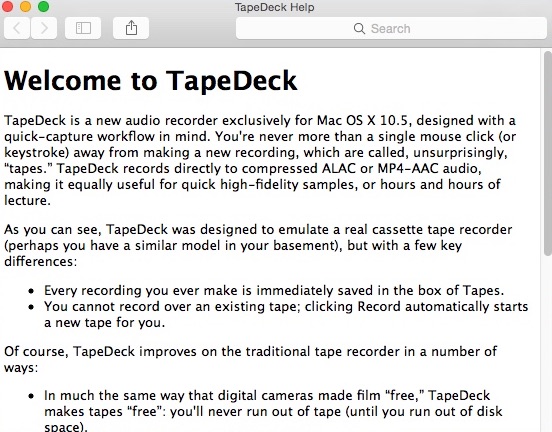 TapeDeck 1.5 : Help Guide