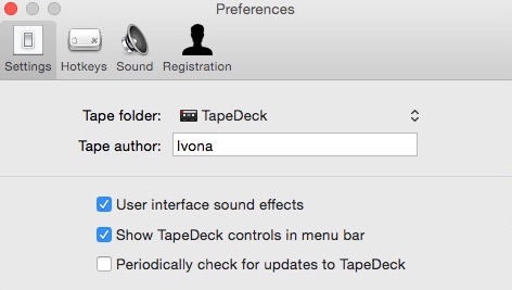 TapeDeck 1.5 : Preferences Window
