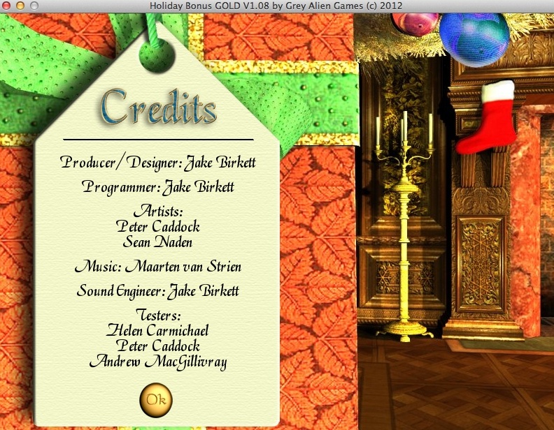Holiday Bonus GOLD 1.0 : Credits Window