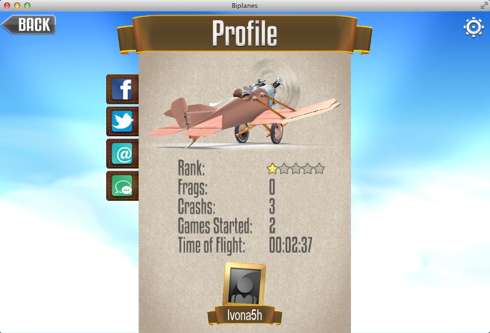 Biplanes 1.0 : Player Profile Window