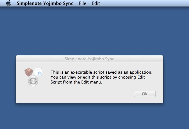 Simplenote Yojimbo Sync 0.4 : Main window