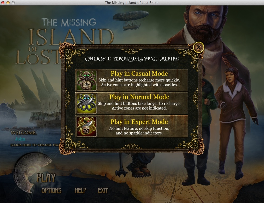 The Missing: Island of Lost Ships 2.0 : Selecting Game Difficulty