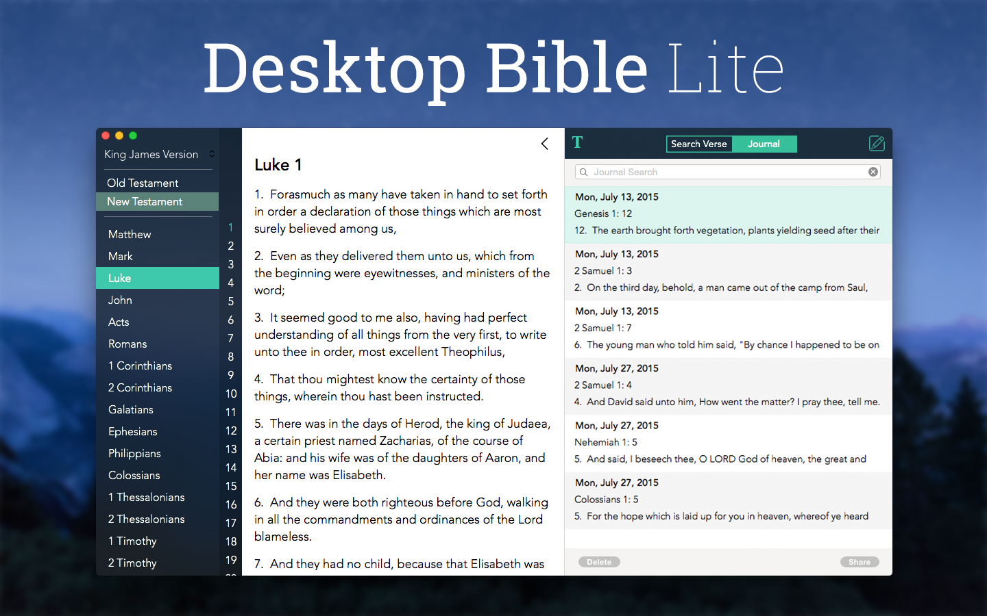 Desktop Bible Lite 1.3 : Main Window