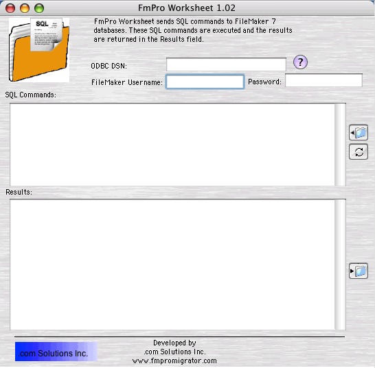 FmPro Worksheet 1.0 : Main window