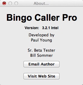 Bingo Caller Pro 3.2 : About Window