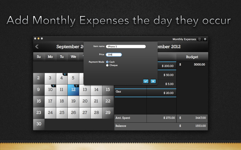 Monthly Expenses 1.1 : Monthly Expenses screenshot