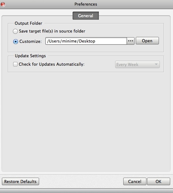 Aiseesoft Mac PDF to Image Converter 3.1 : Program Preferences