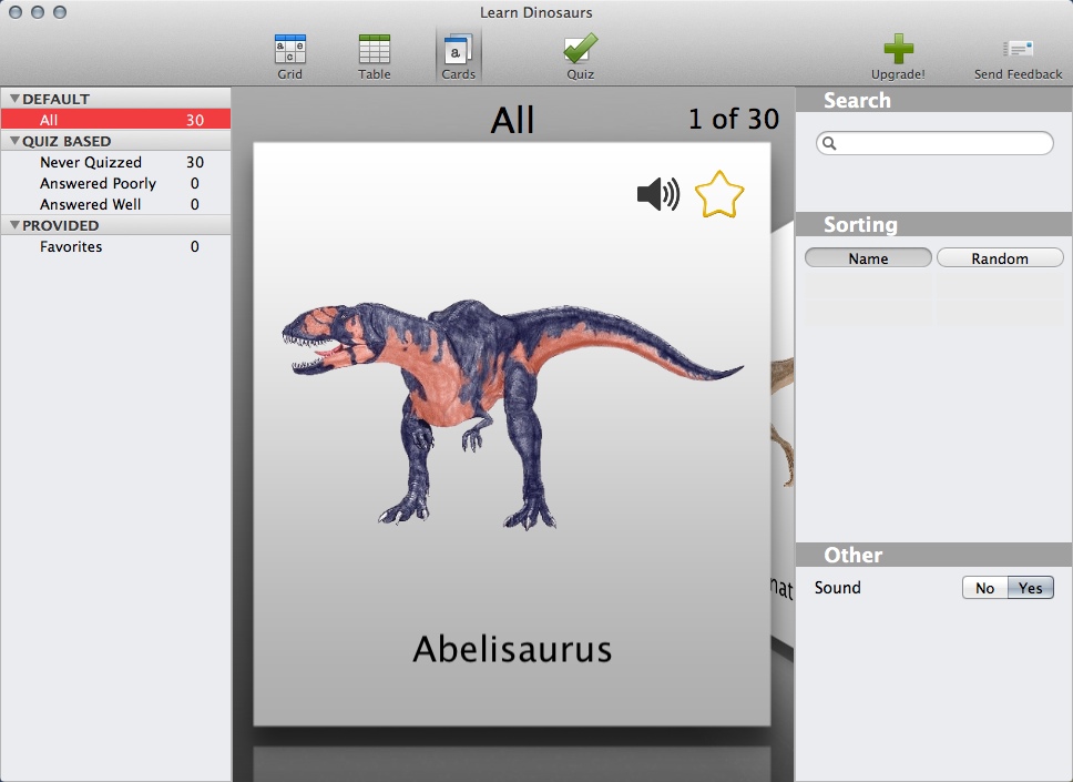 Learn Dinosaurs 1.0 : Main Window