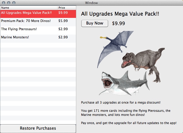Learn Dinosaurs 1.0 : Making In-App Purchase