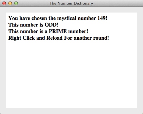 The Number Dictionary 1.0 : Odd And Prime Number Message Window