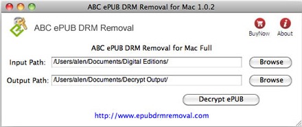 ABC ePUB DRM Removal 1.0 : Main window