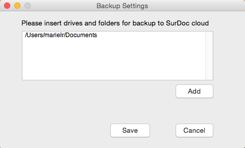 SurDoc 1.0 beta : Backup Settings