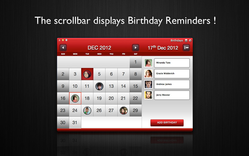 Birthdays 1.0 : Birthdays screenshot