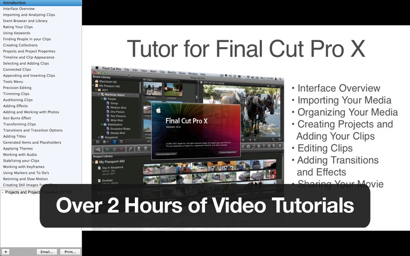 Tutor for Final Cut Pro X 1.4 : Tutor for Final Cut Pro X screenshot