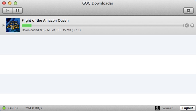 GOG Downloader 1.2 : Main Window