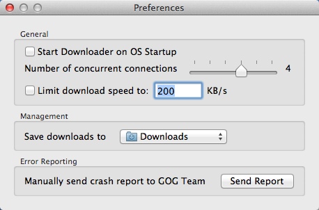 GOG Downloader 1.2 : Program Preferences