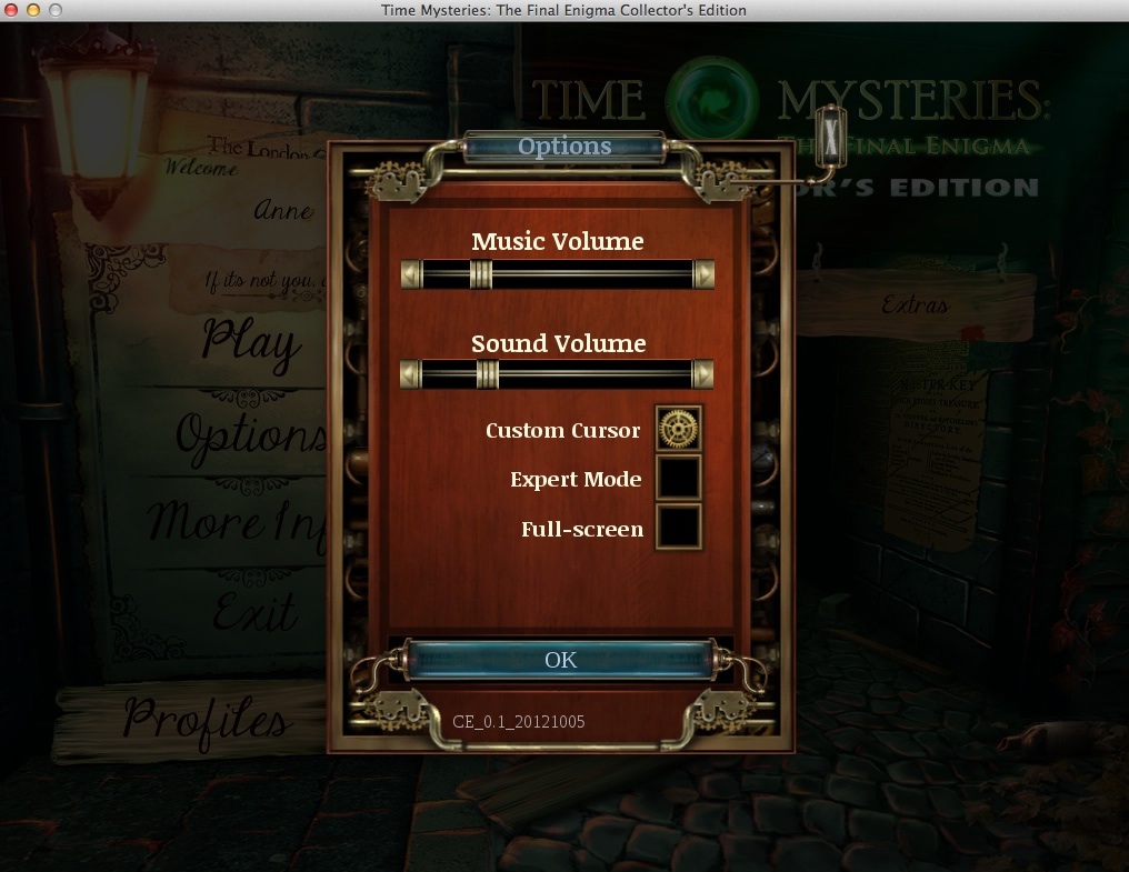 Time Mysteries: The Final Enigma Collector's Edition 2.0 : Game Options