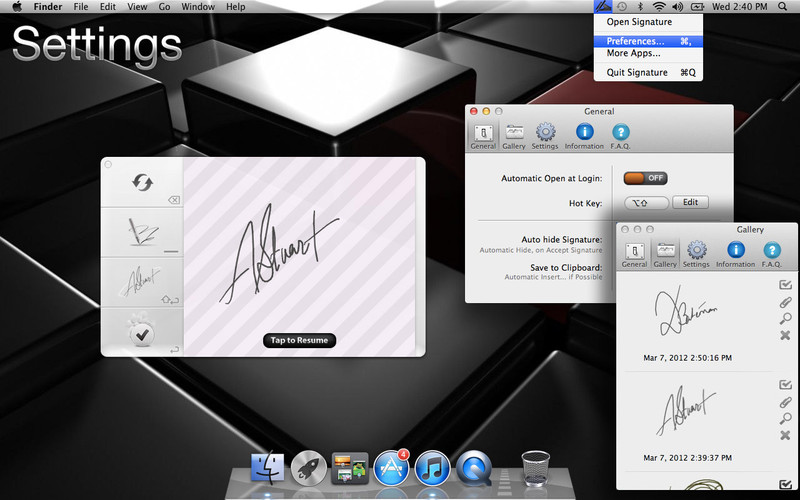 Signature 2.3 : Signature screenshot