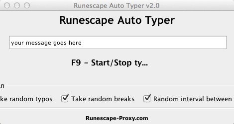 Runescape Auto Typer 2.0 : Main window