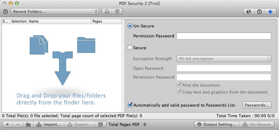 PDF Security 2 2.0 : Main window