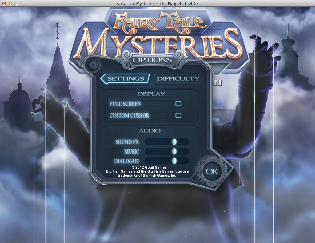 Fairy Tale Mysteries: The Puppet Thief Collector's Edition 2.0 : Game Options