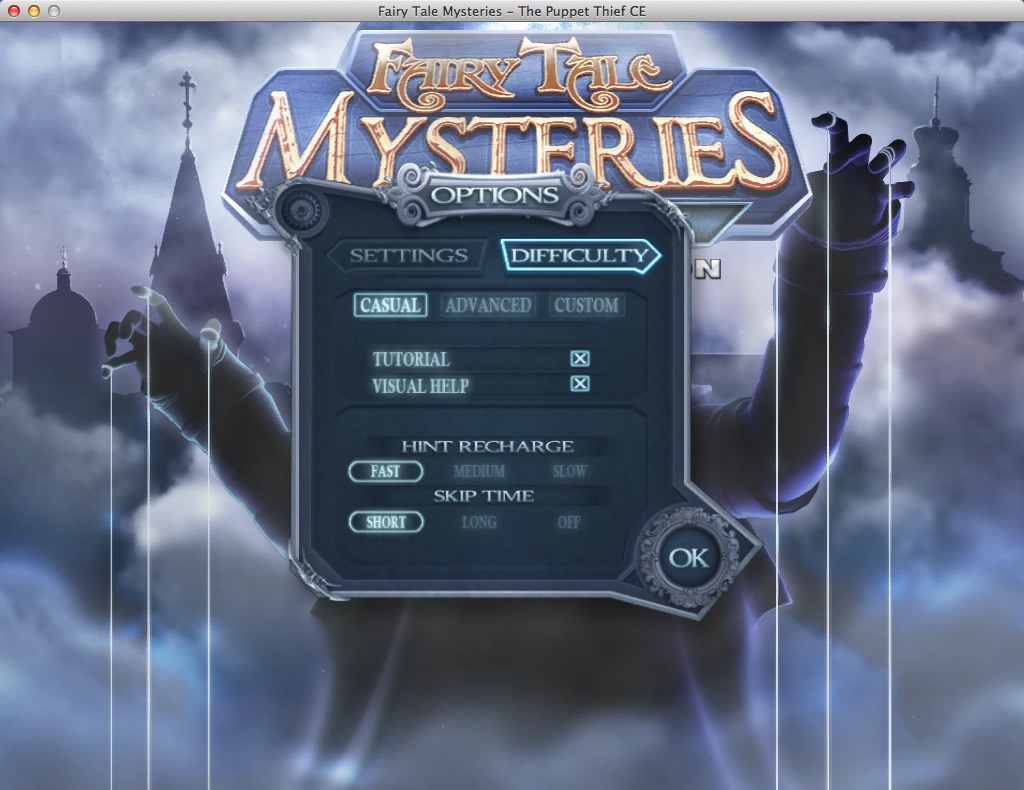 Fairy Tale Mysteries: The Puppet Thief Collector's Edition 2.0 : Selecting Game Difficulty