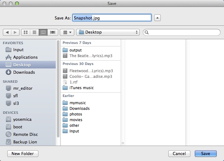 Screen Grabber - Desktop 1.0 : Selecting Destination Folder For Output File