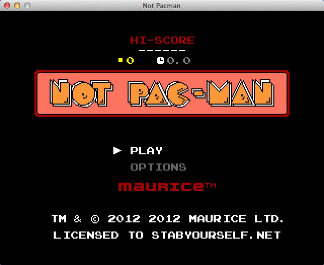 Not Pacman 1.0 : Main Menu