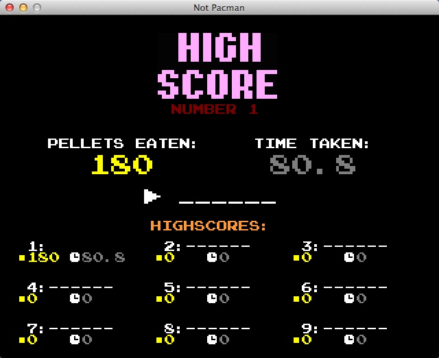 Not Pacman 1.0 : Displaying Highest Scores