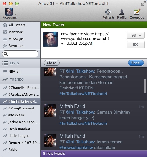Twitterrific for Mac 4.5 : Posting New Tweet Message