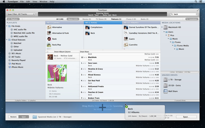 TuneSpan — Your iTunes Library on Multiple Drives 1.1 : TuneSpan 