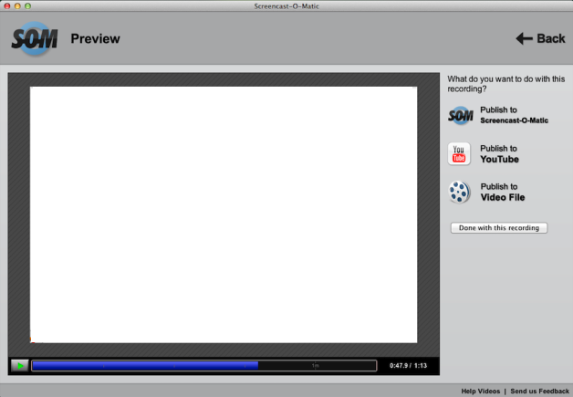 Screencast-O-Matic 2.0 beta : Main window