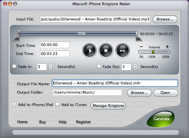 iPhone Ringtone Maker for Mac 3.0 : Configuring Output Settings