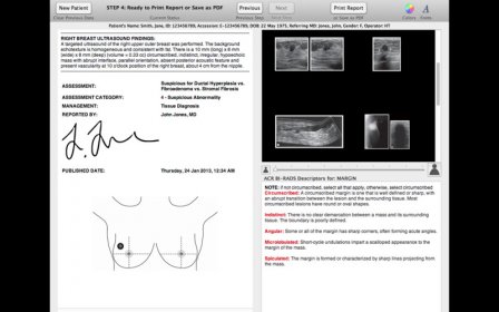 Breast Imaging Reporting Tool screenshot