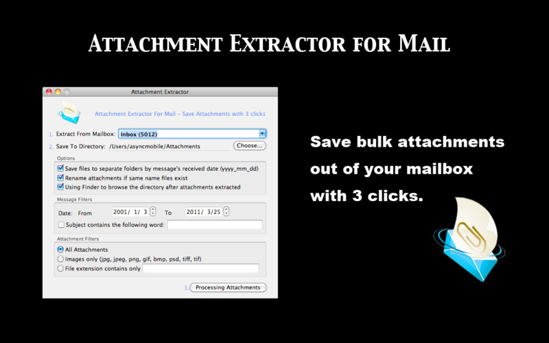 Attachment Extractor for Mail 1.4 : Attachment Extractor for Mail screenshot