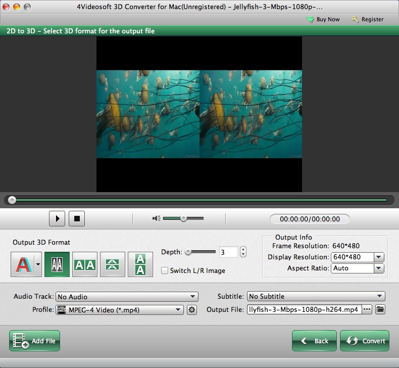 4Videosoft 3D Converter for Mac 5.1 : Configuring 2D To 3D Conversion Settings