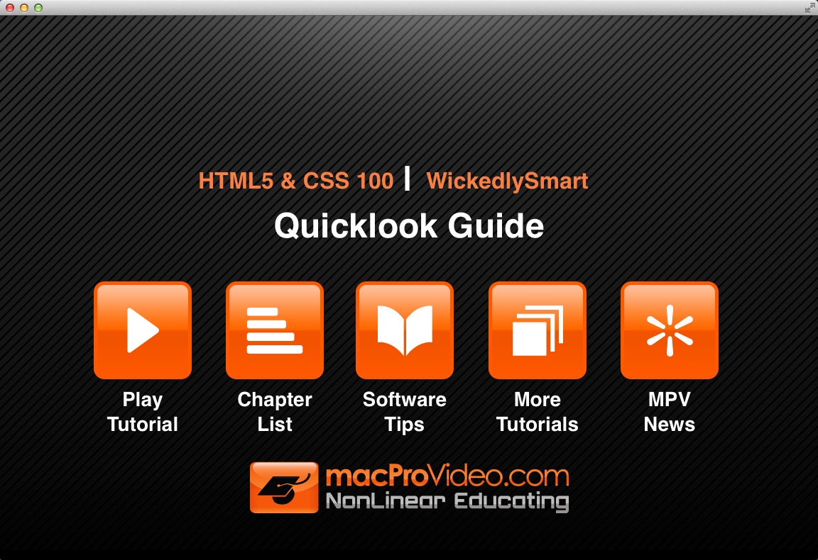 HTML5 and CSS QuickLook Guide 1.0 : Main Menu