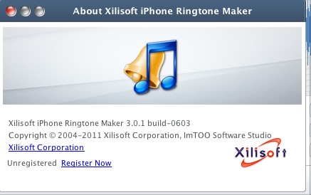 Xilisoft iPhone Ringtone Maker 3.0 : About window