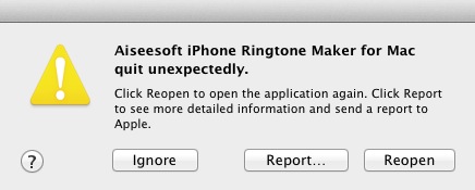 Aiseesoft iPhone Ringtone Maker for Mac 3.2 : Crash