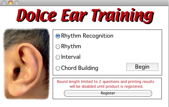 Dolce Ear Training 1.9 : Main menu