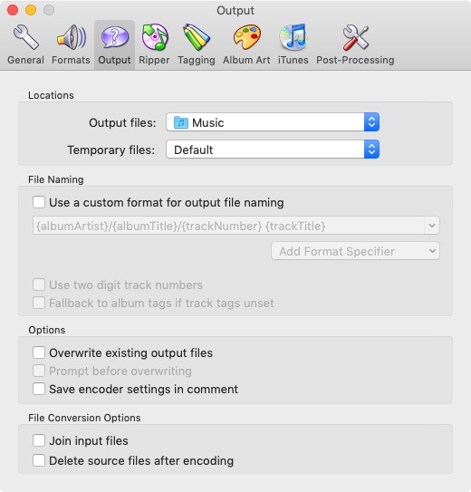 Max by sbooth 0.9 beta : Output Preferences