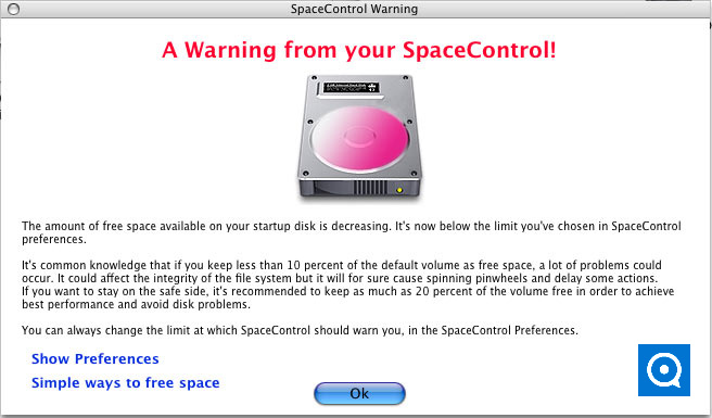 SpaceControl 1.1 : Main window