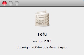Tofu 2.0 : About Window
