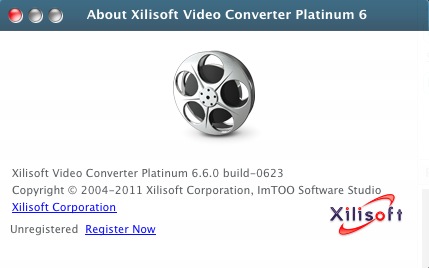 Xilisoft Video Converter Platinum 6.6 : About window