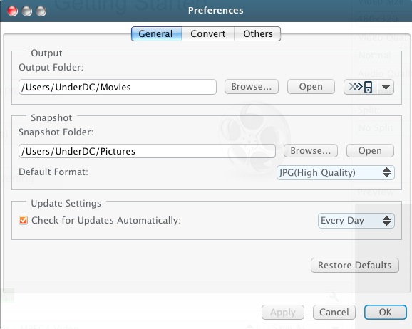 Xilisoft iPhone Video Converter 6.5 : Preferences