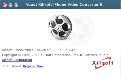 Xilisoft iPhone Video Converter 6.5 : About window