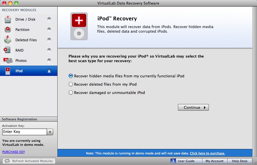 VirtualLab Data Recovery 4.0 : iPod Recovery