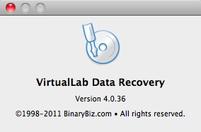 VirtualLab Data Recovery 4.0 : About Window